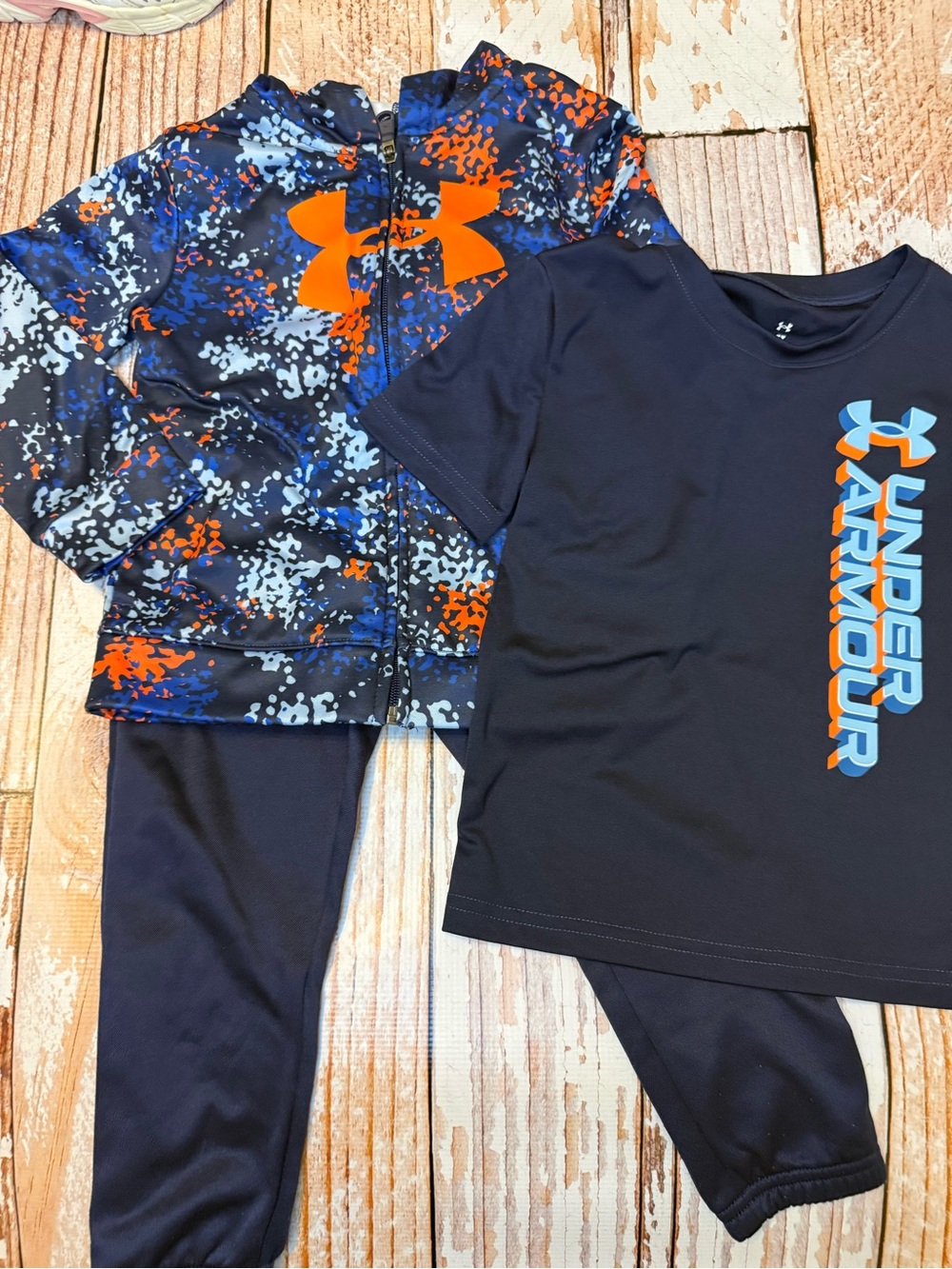 Under Armour Navy, Orange & Blue Toddler 3-Piece Set - Hoodie, Tee & Pants